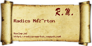 Radics Márton névjegykártya
